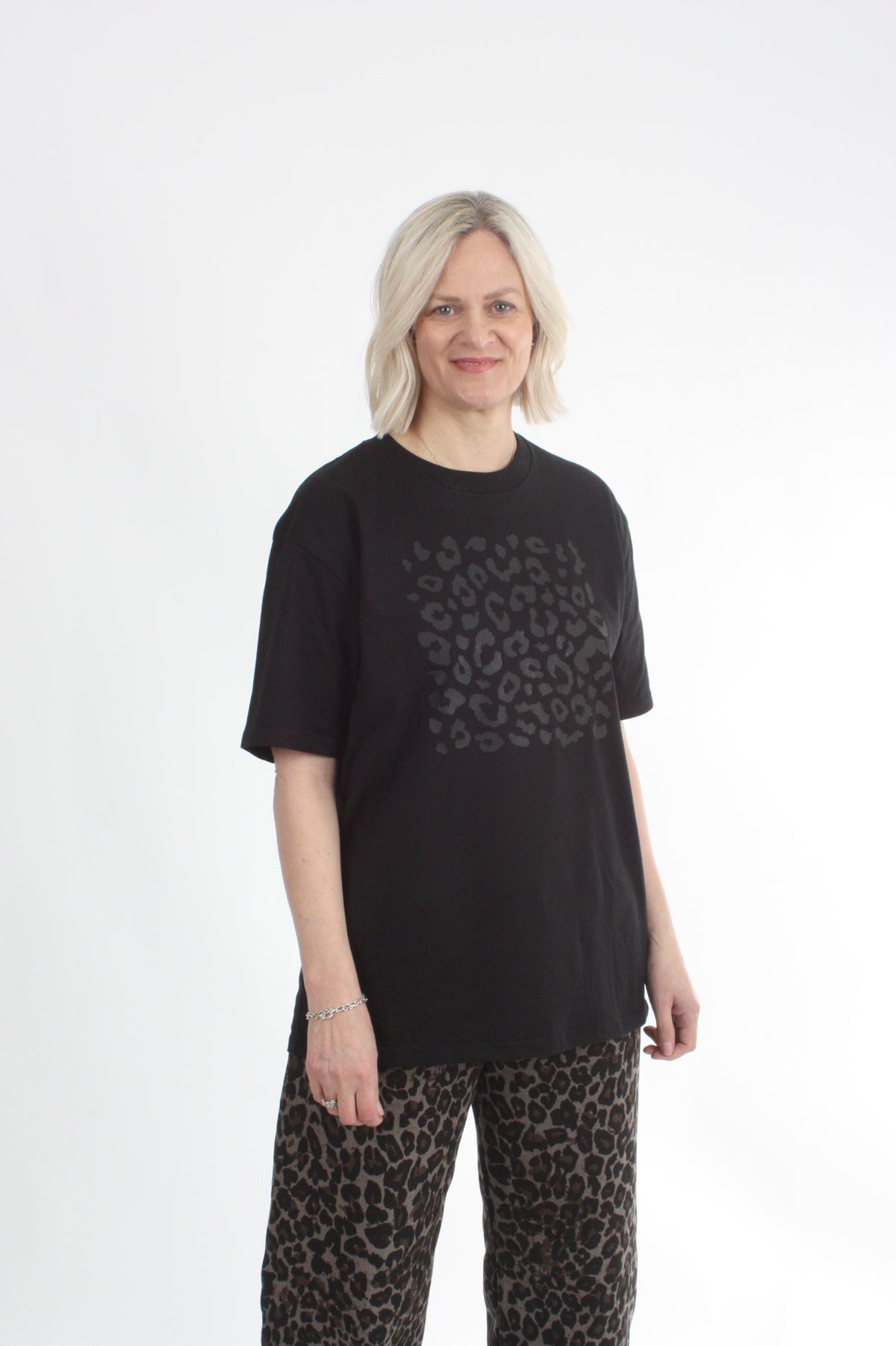 Tee Shirt - Black Leopard Print - Pre Order