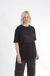 Tee Shirt - Black Leopard Print - Pre Order