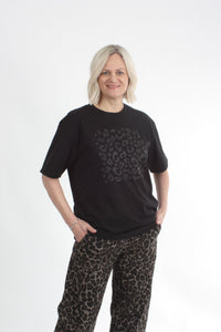 Tee Shirt - Black Leopard Print - Pre Order
