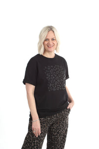 Tee Shirt - Black Leopard Print - Pre Order