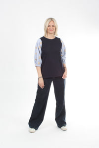 Bennie Top - Navy with stripe star sleeves