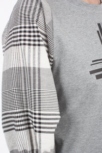 Bennie Top - Grey with line Print Sleeve