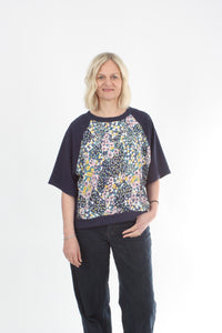 Harper Top - Navy Print - Short sleeve