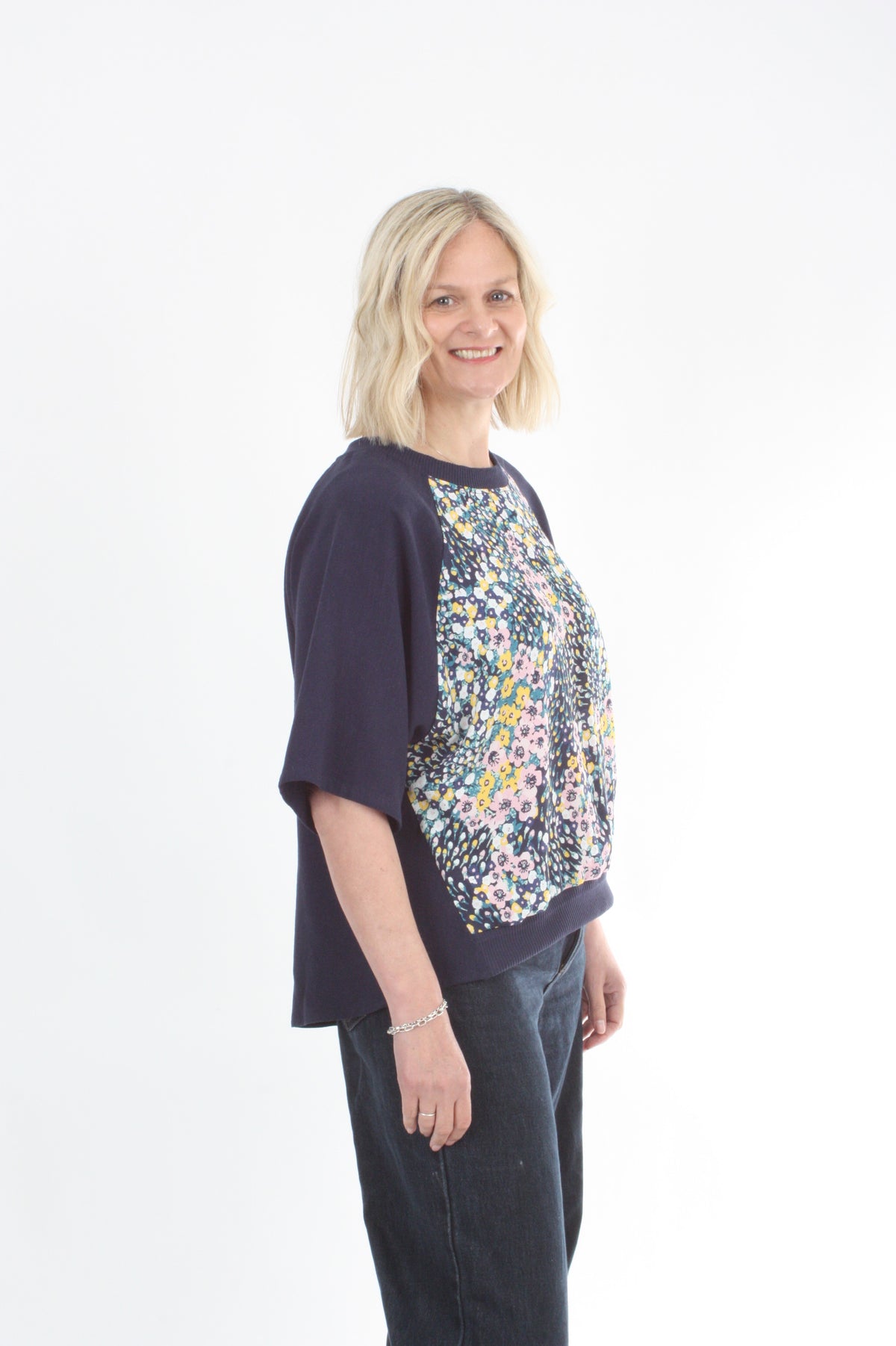 Harper Top - Navy Print - Short sleeve