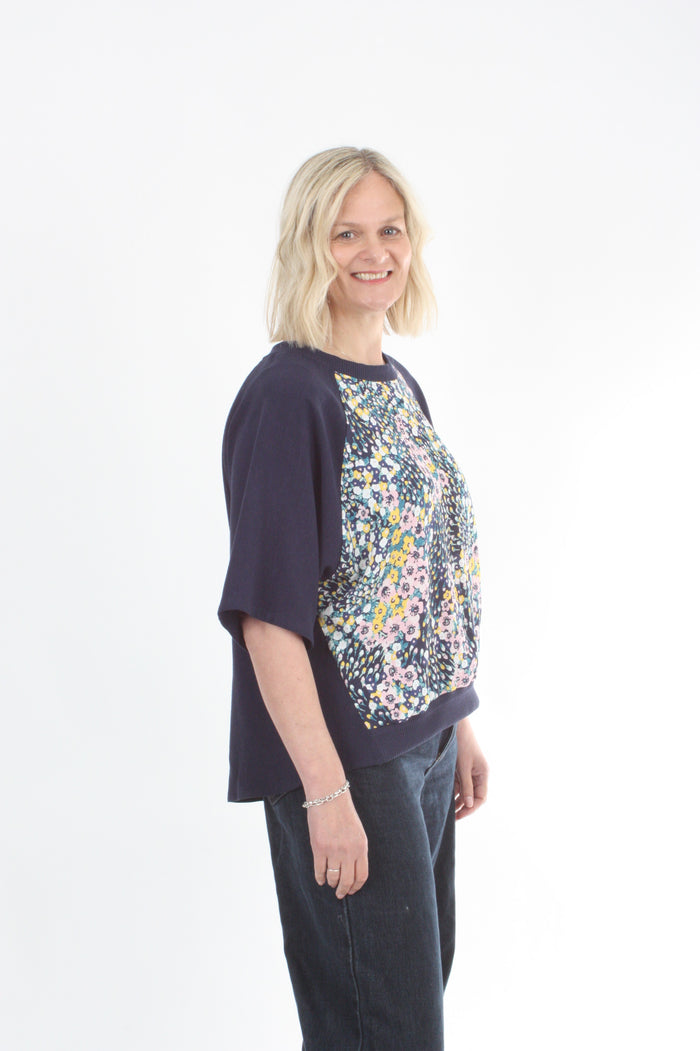 Harper Top - Navy Print - Short sleeve