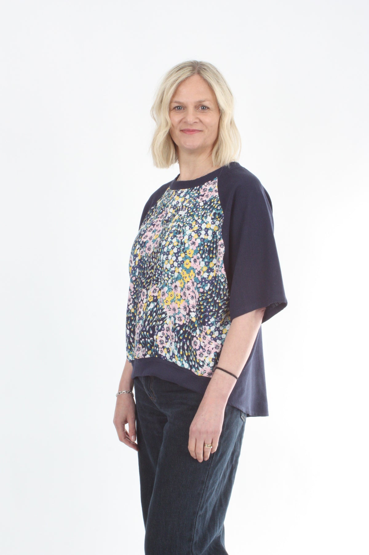 Harper Top - Navy Print - Short sleeve