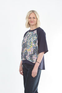 Harper Top - Navy Print - Short sleeve