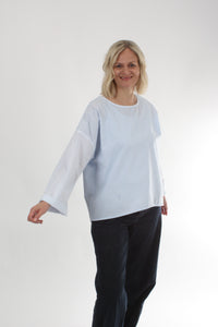 Poppy Top - Blue Stripe - Long sleeve