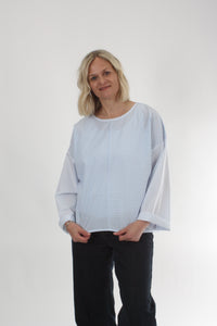 Poppy Top - Blue Stripe - Long sleeve