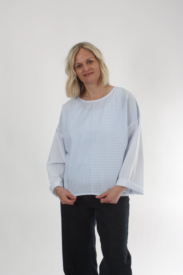 Poppy Top - Blue Stripe - Long sleeve