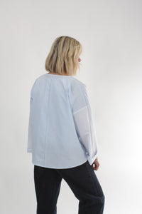 Poppy Top - Blue Stripe - Long sleeve