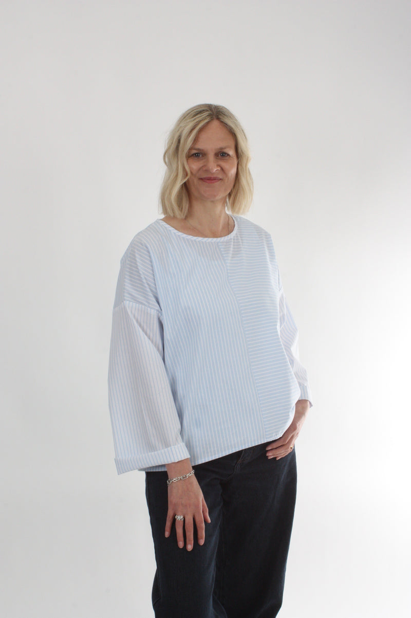 Poppy Top - Blue Stripe - Long sleeve