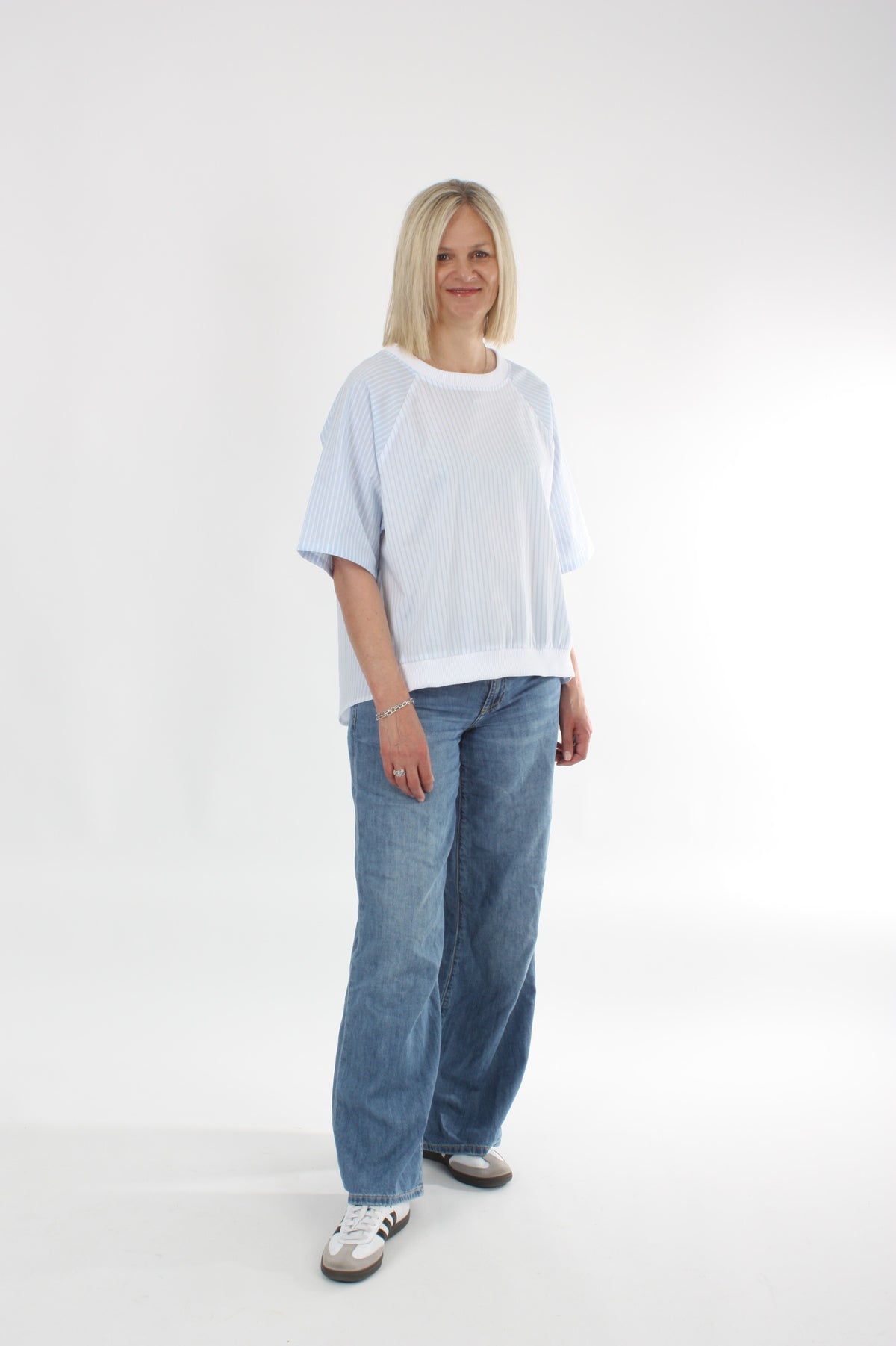 Harper Top - Blue Stripe - Short sleeve