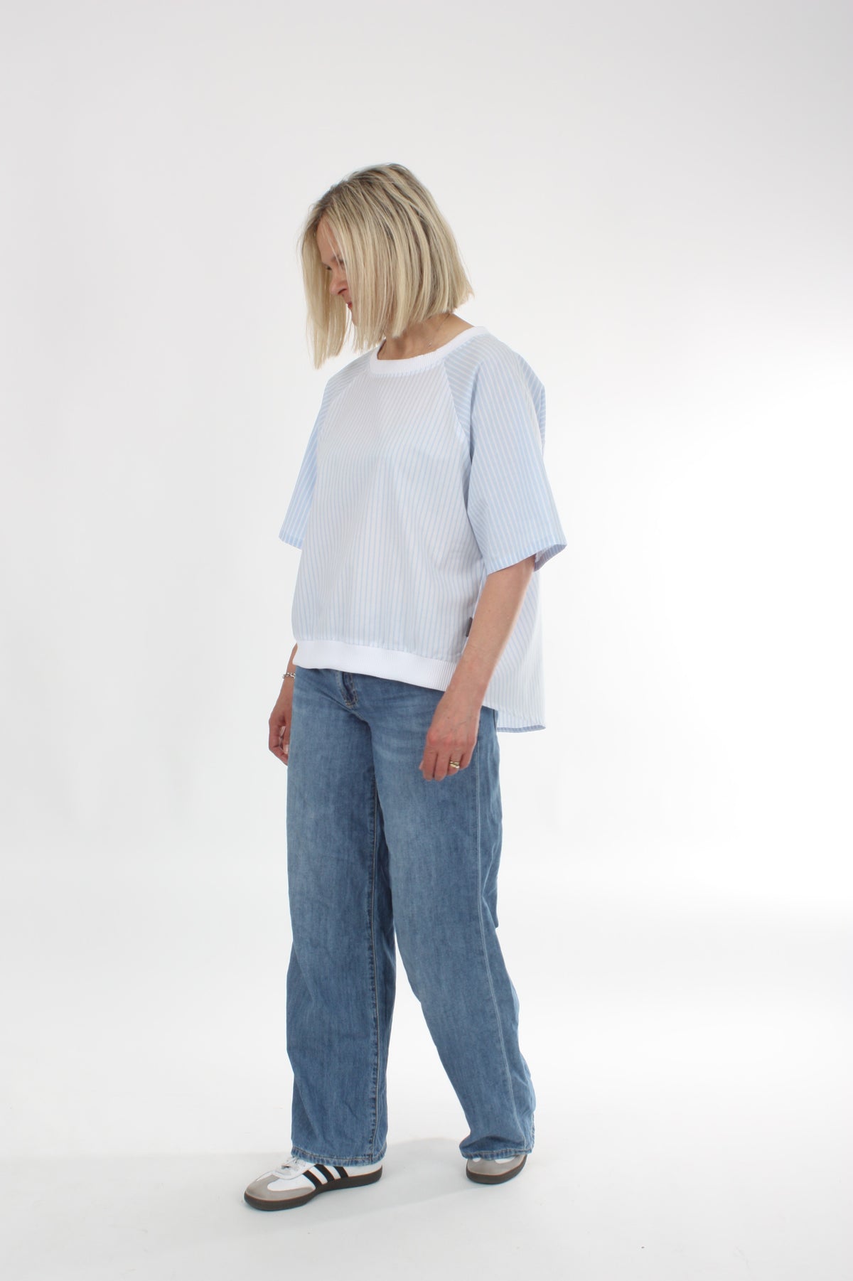 Harper Top - Blue Stripe - Short sleeve