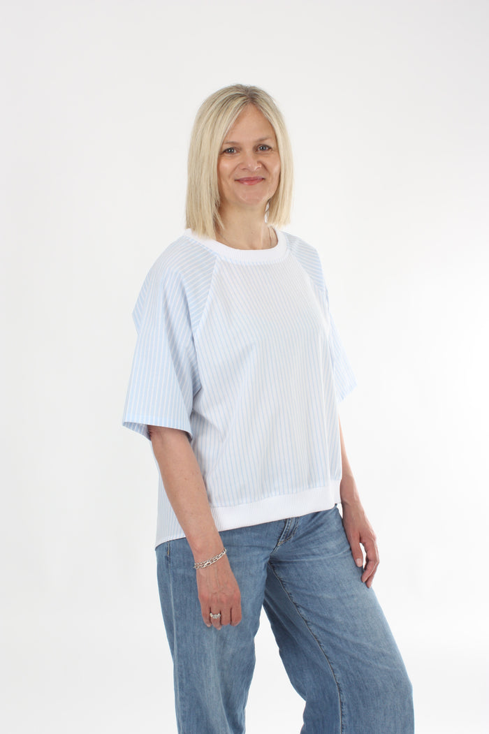 Harper Top - Blue Stripe - Short sleeve