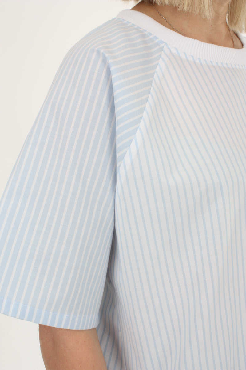 Harper Top - Blue Stripe - Short sleeve