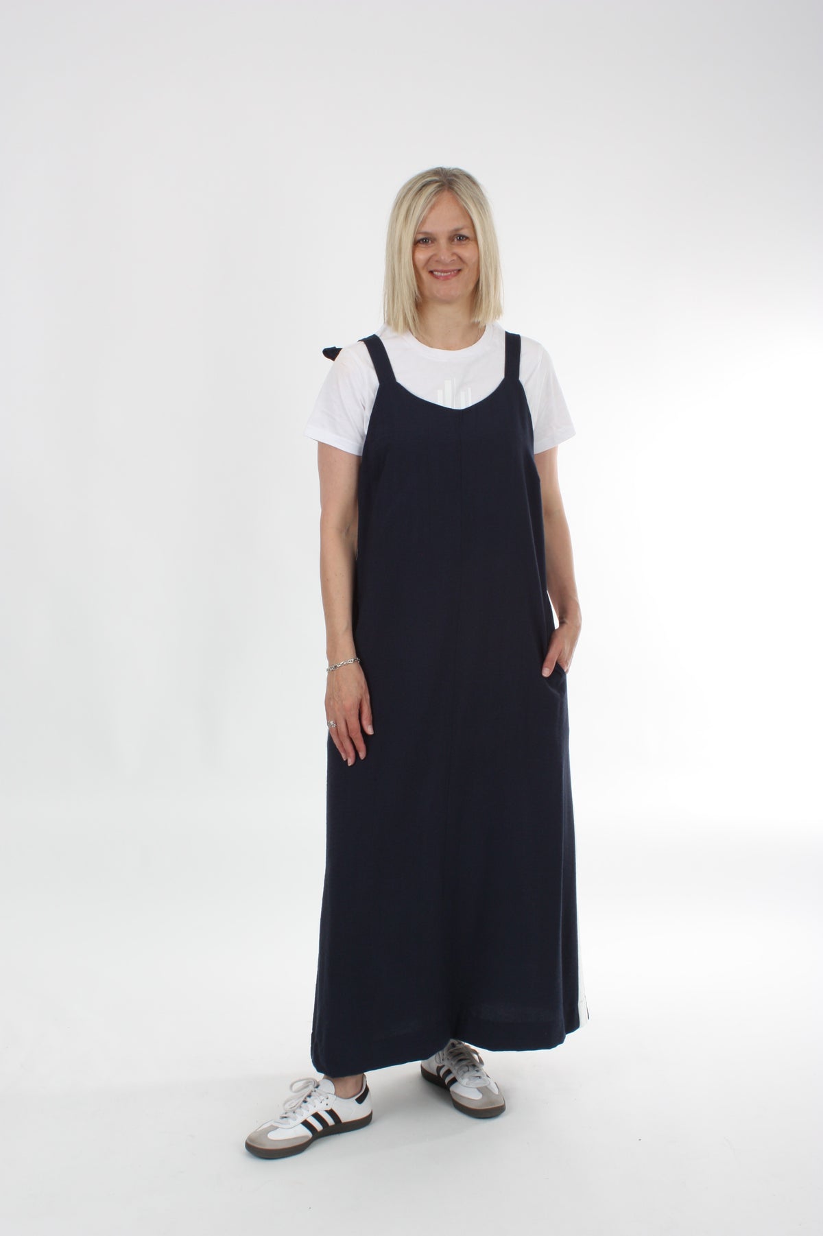 Olivia Dress - Navy white Stripe - Pre Order