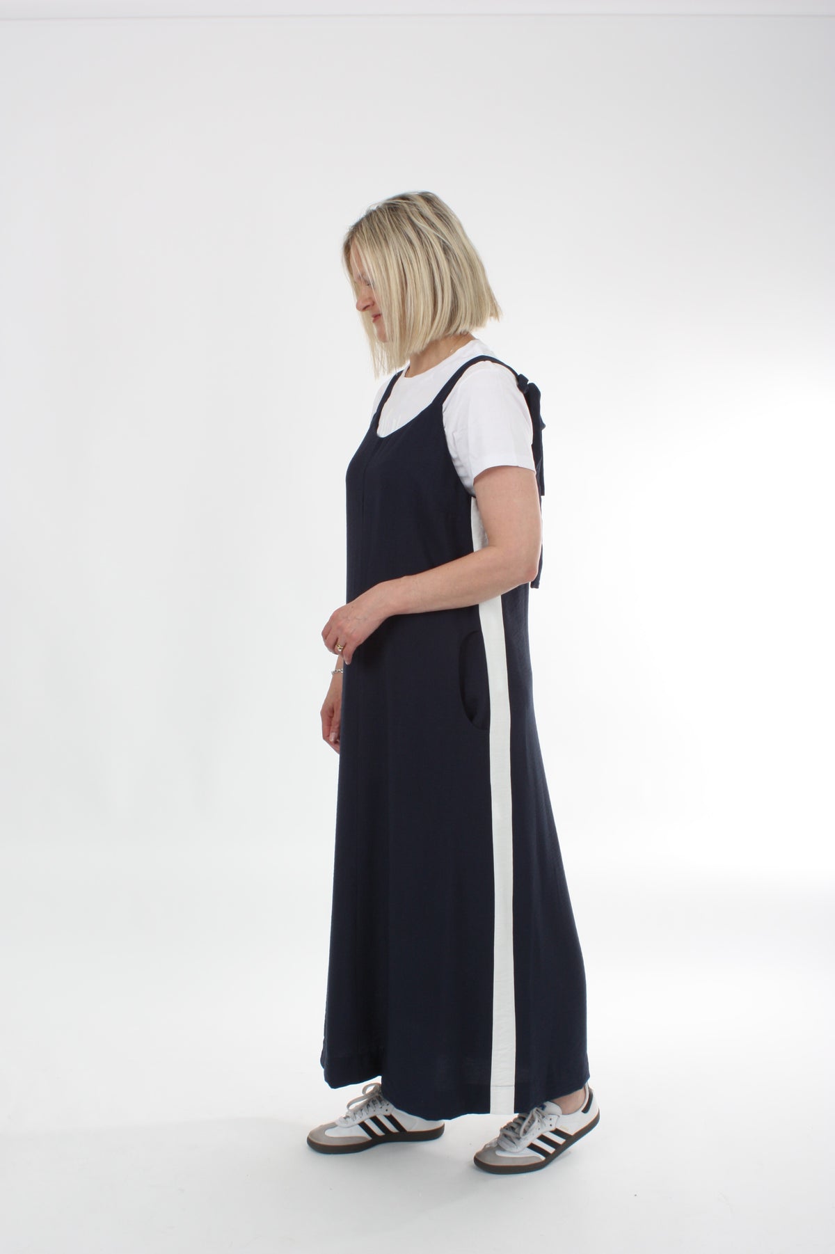 Olivia Dress - Navy white Stripe - Pre Order