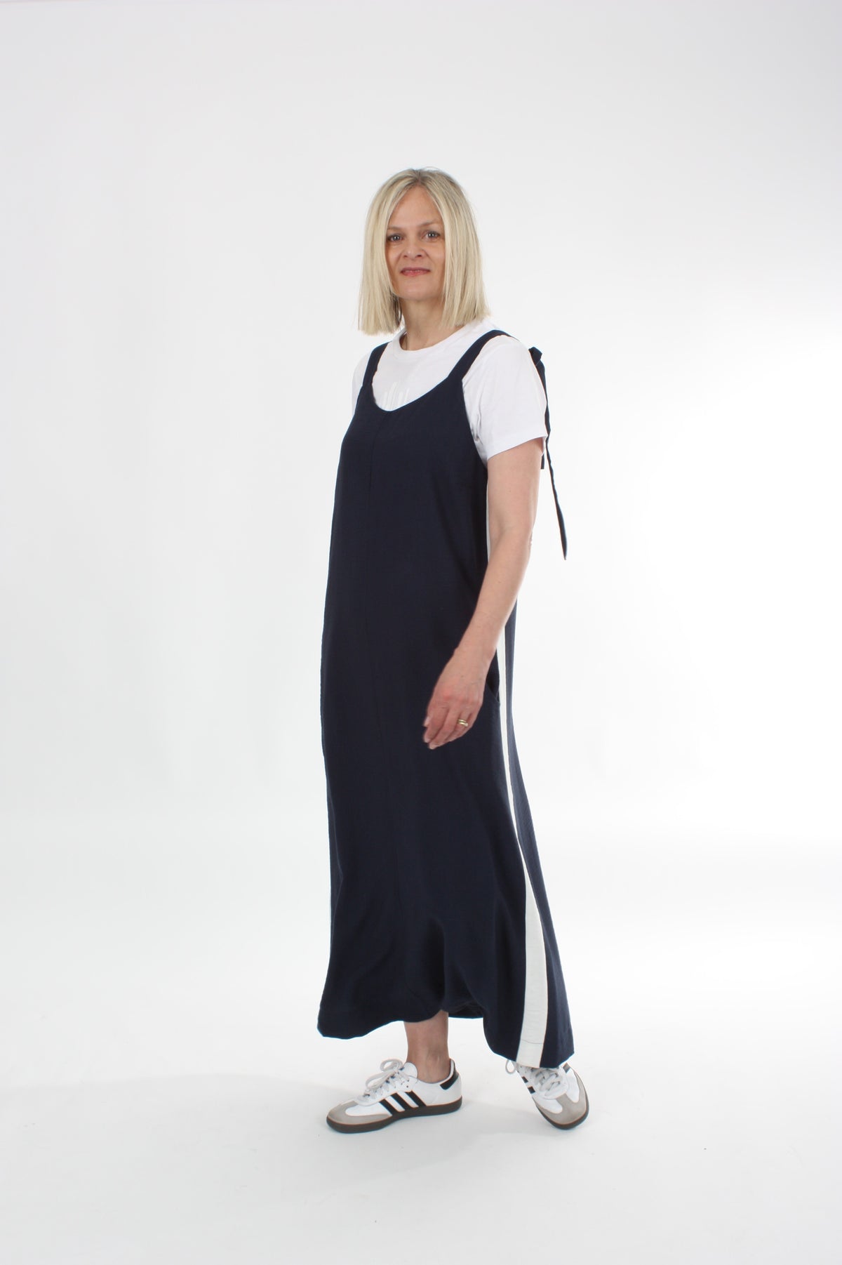 Olivia Dress - Navy white Stripe - Pre Order