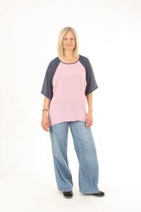 Kendra Top - Candy Floss Body Denim Sleeve - Pre-Order