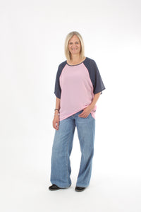 Kendra Top - Candy Floss Body Denim Sleeve - Pre-Order