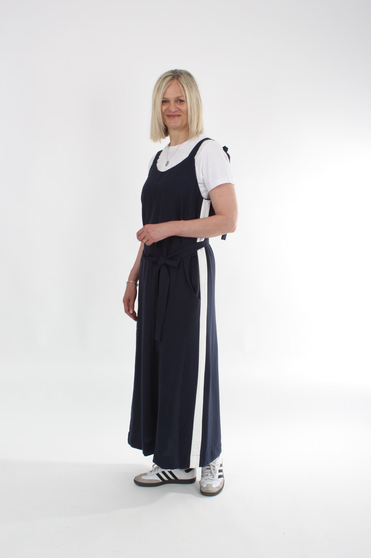 Olivia Dress - Navy white Stripe - Pre Order
