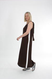 Olivia Dress - Chocolate white Stripe - Pre Order