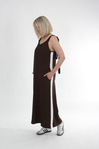 Olivia Dress - Chocolate white Stripe - Pre Order