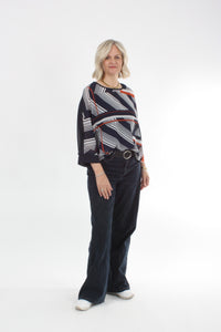 Torrie Top - Navy and Print