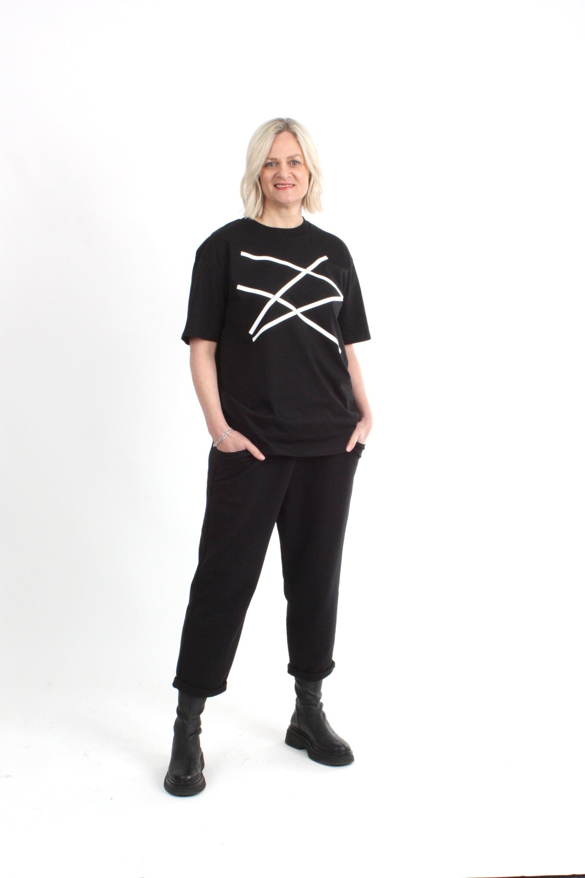 Tee Shirt - White or black Lines Print - Pre-Order