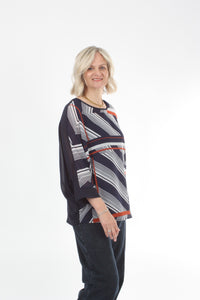 Torrie Top - Navy and Print