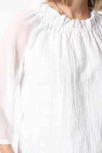LuLu Top - White Textured Linen