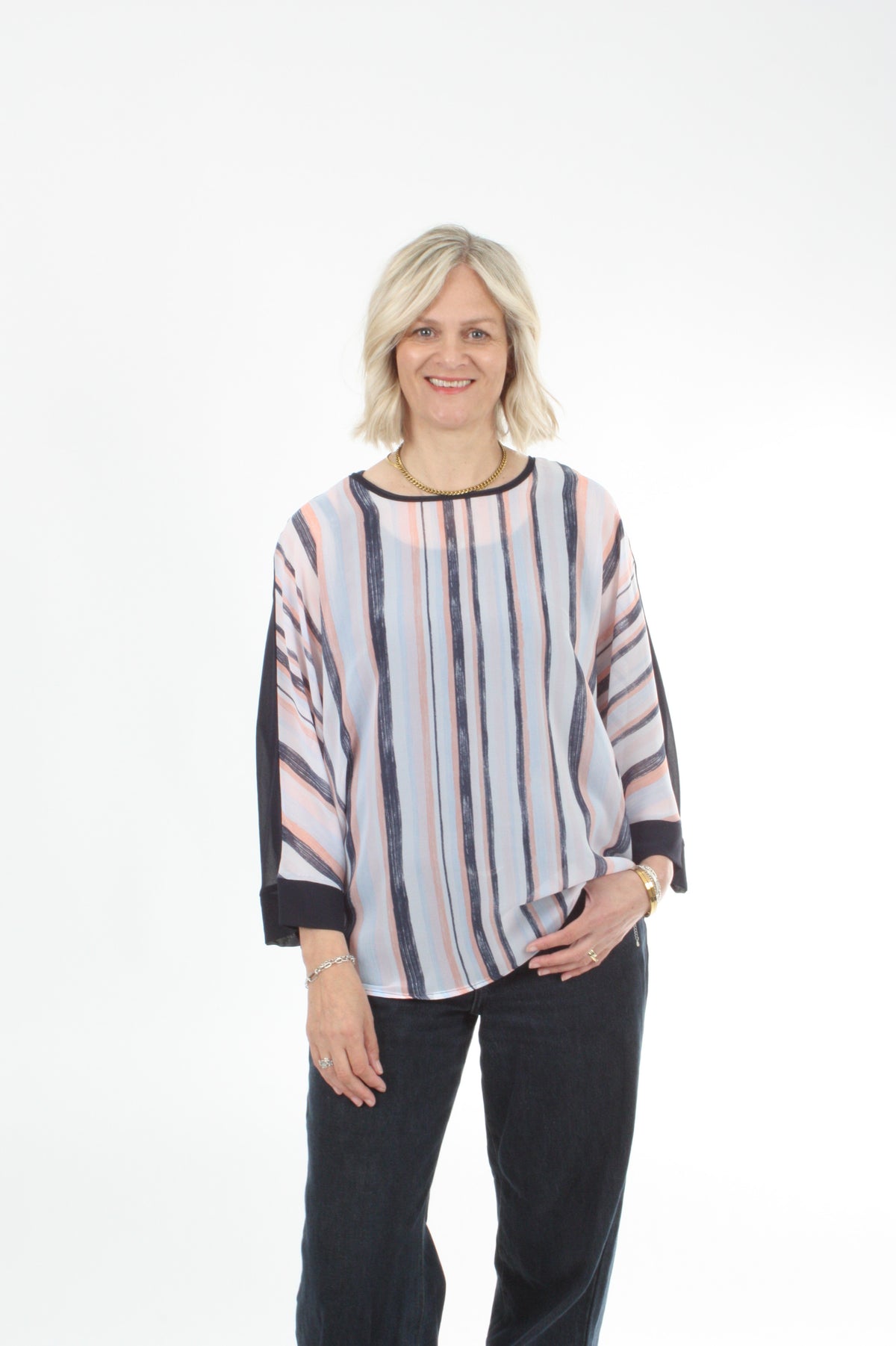 Torrie Top - Navy and Stripe