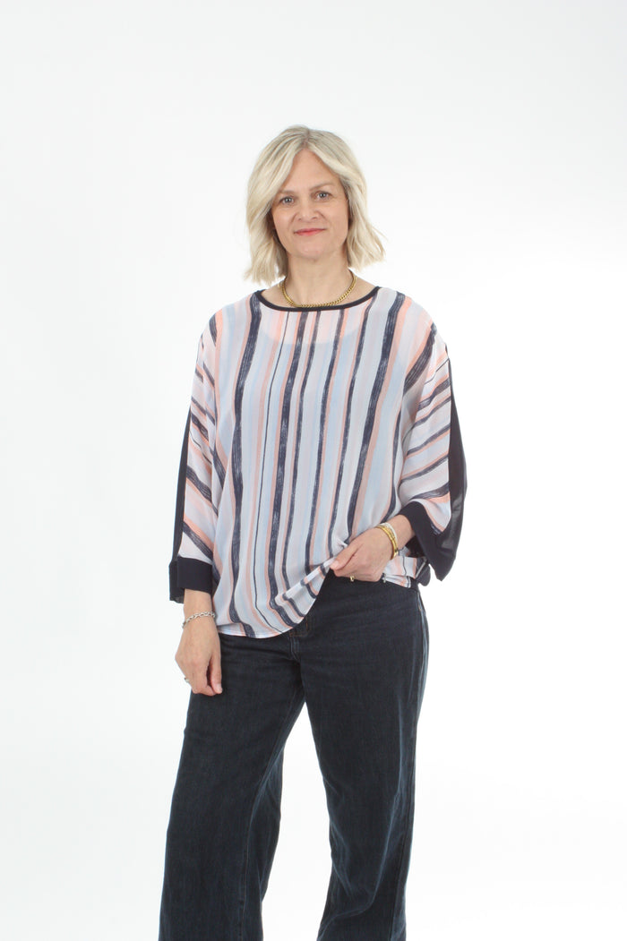 Torrie Top - Navy and Stripe