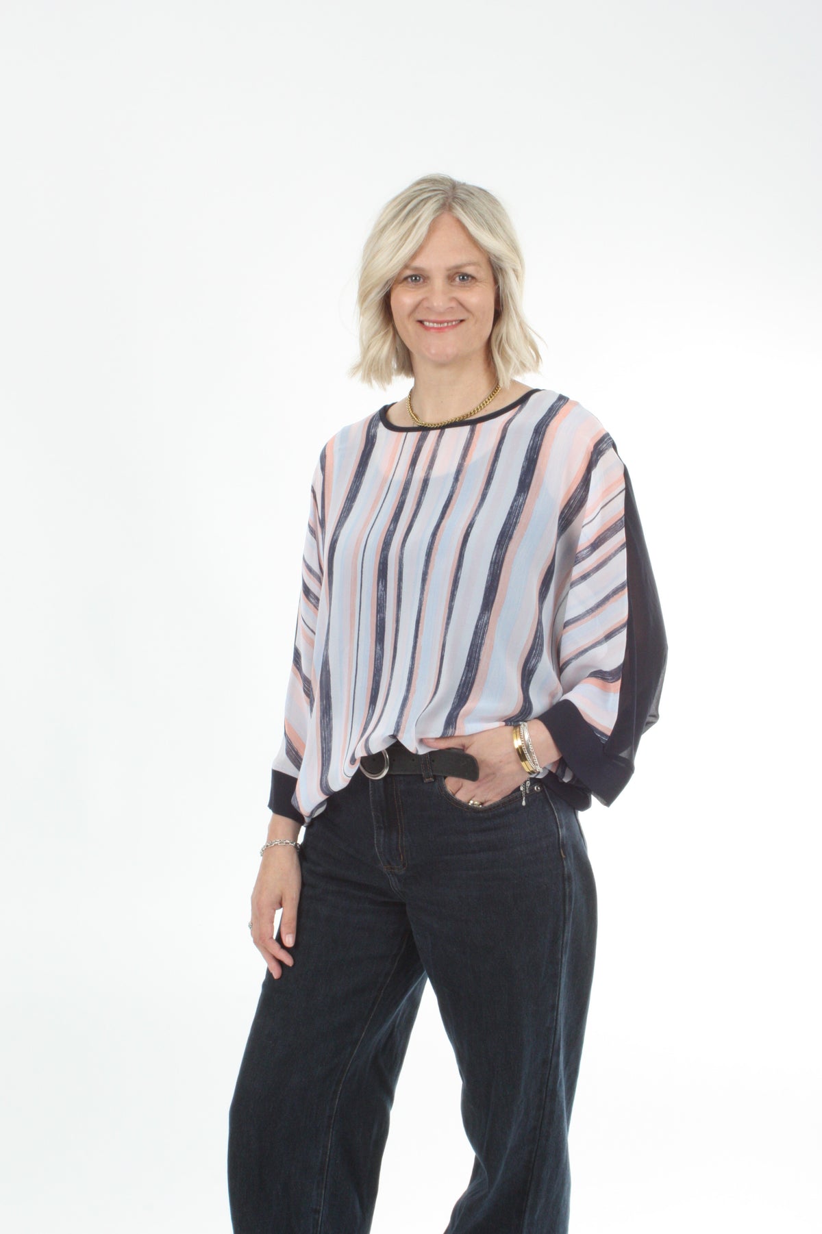 Torrie Top - Navy and Stripe