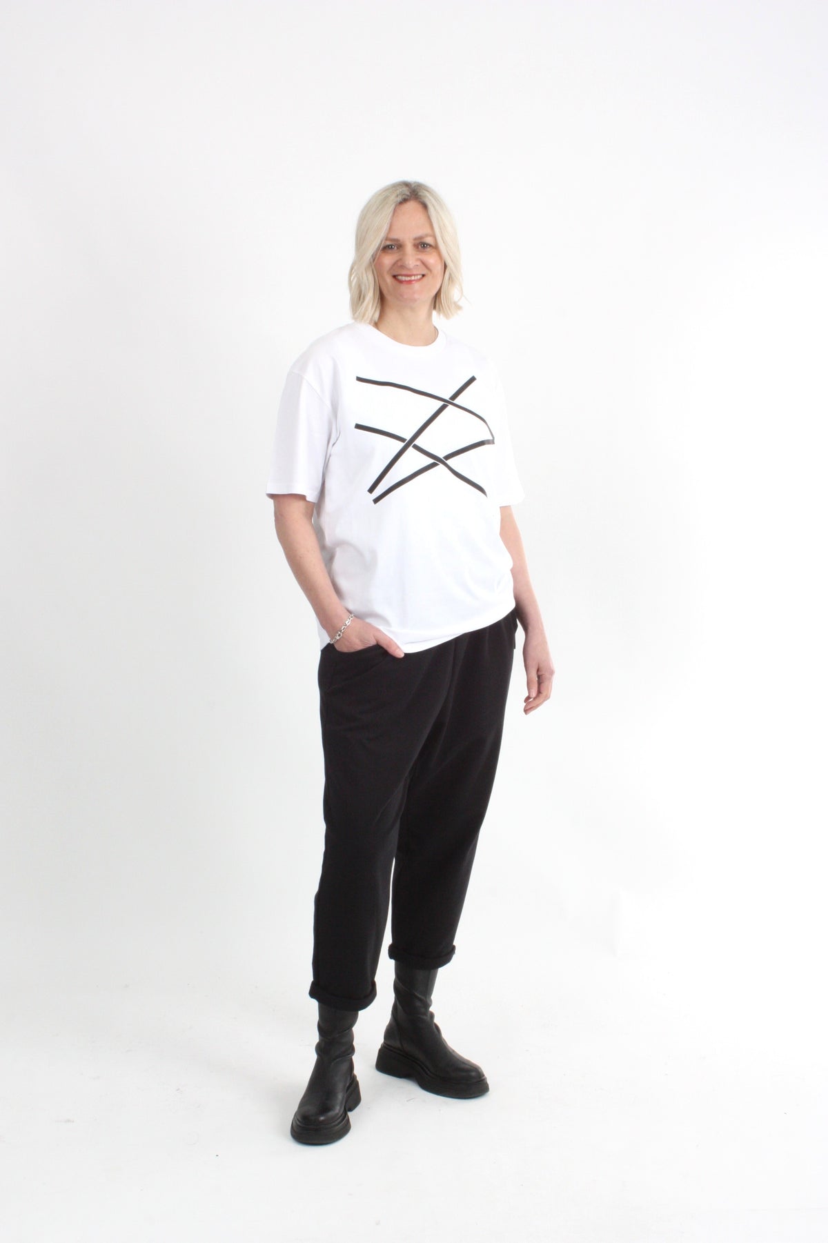 Tee Shirt - White or black Lines Print - Pre-Order