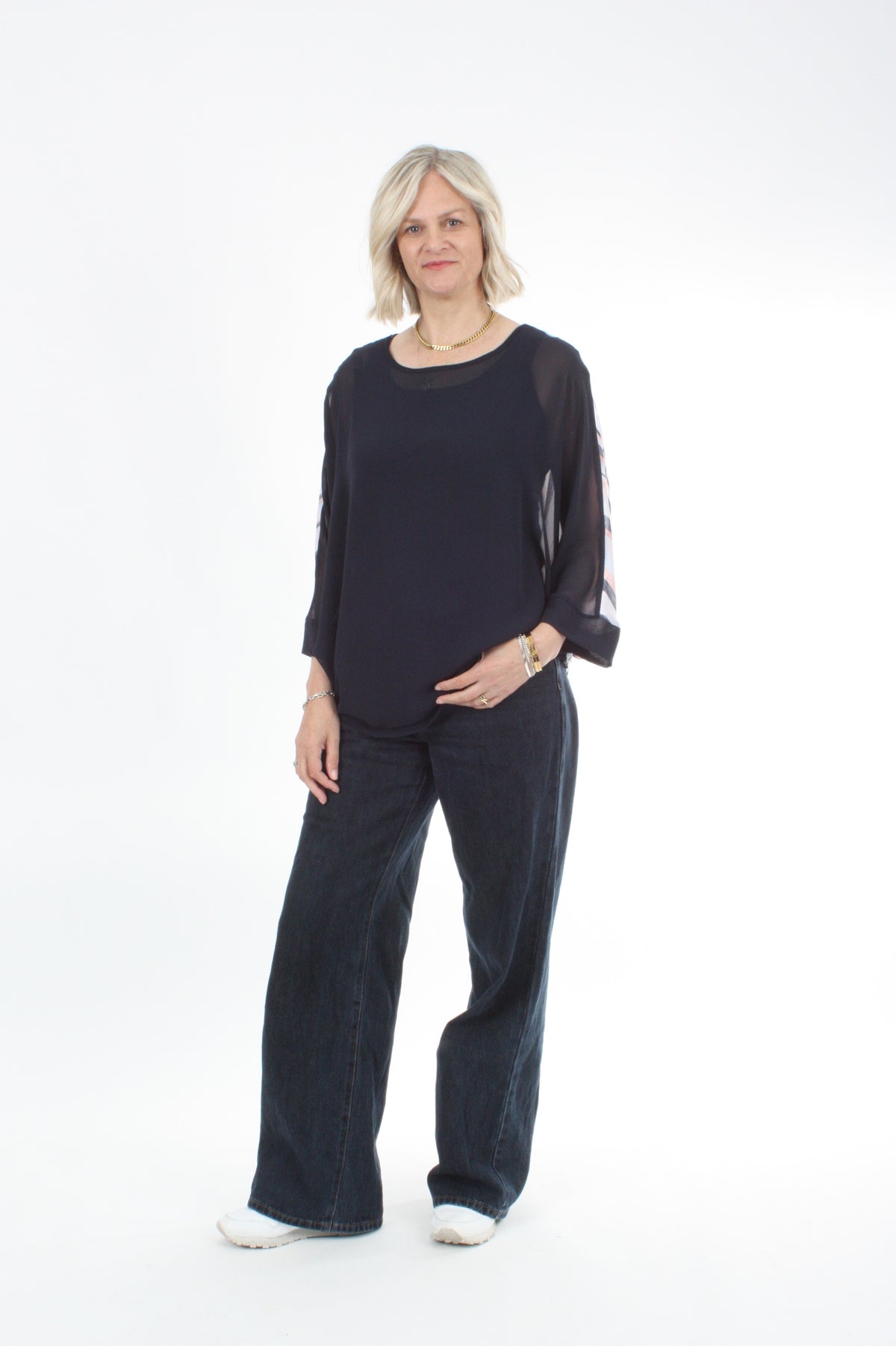 Torrie Top - Navy and Stripe