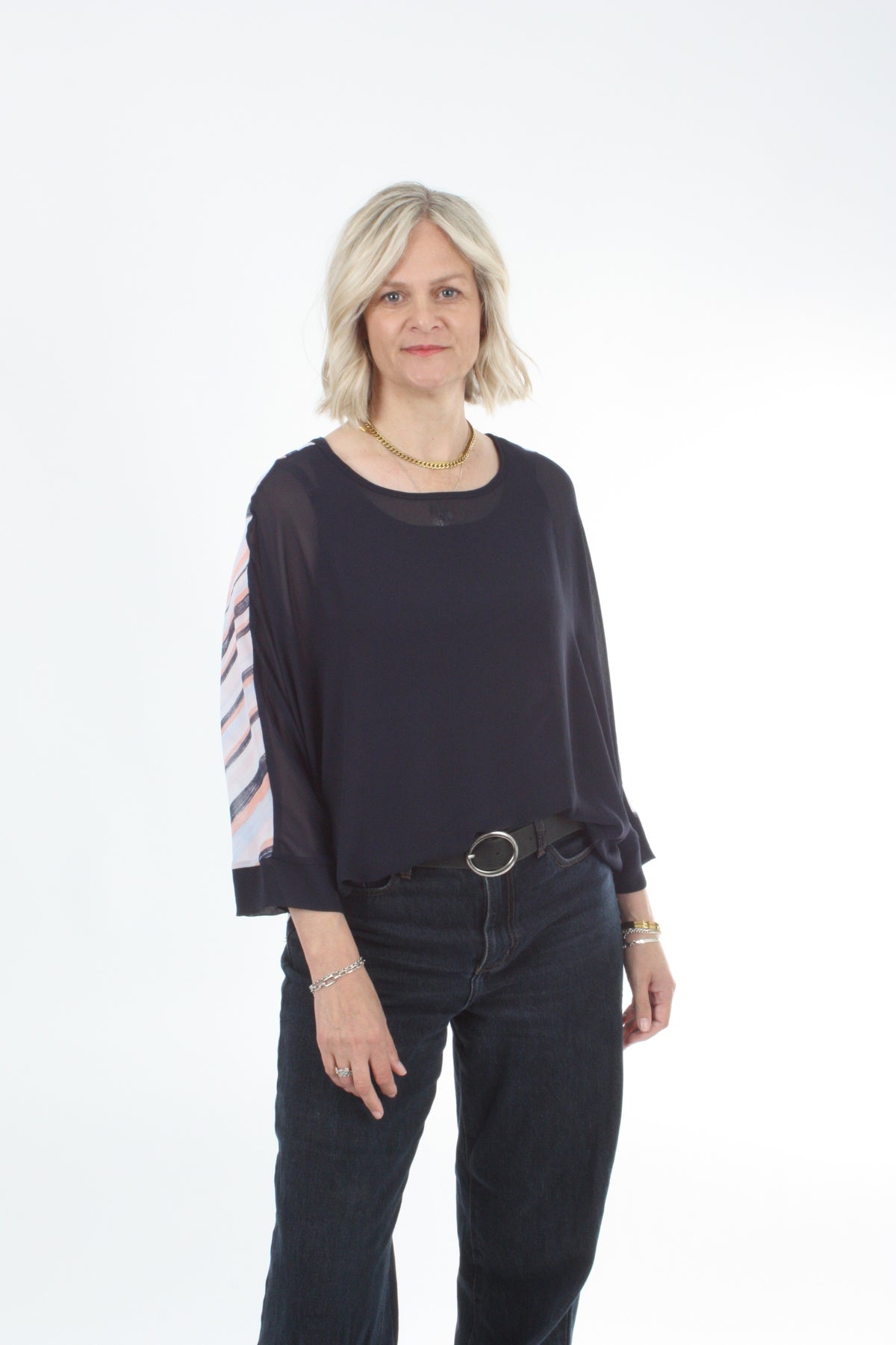 Torrie Top - Navy and Stripe