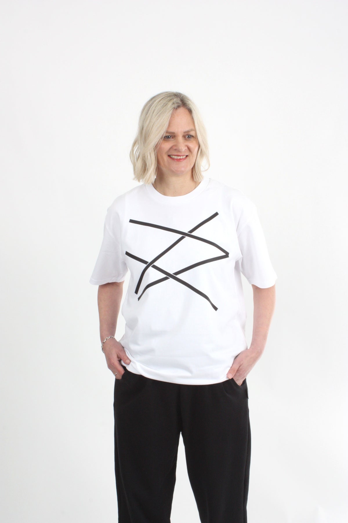 Tee Shirt - White or black Lines Print - Pre-Order
