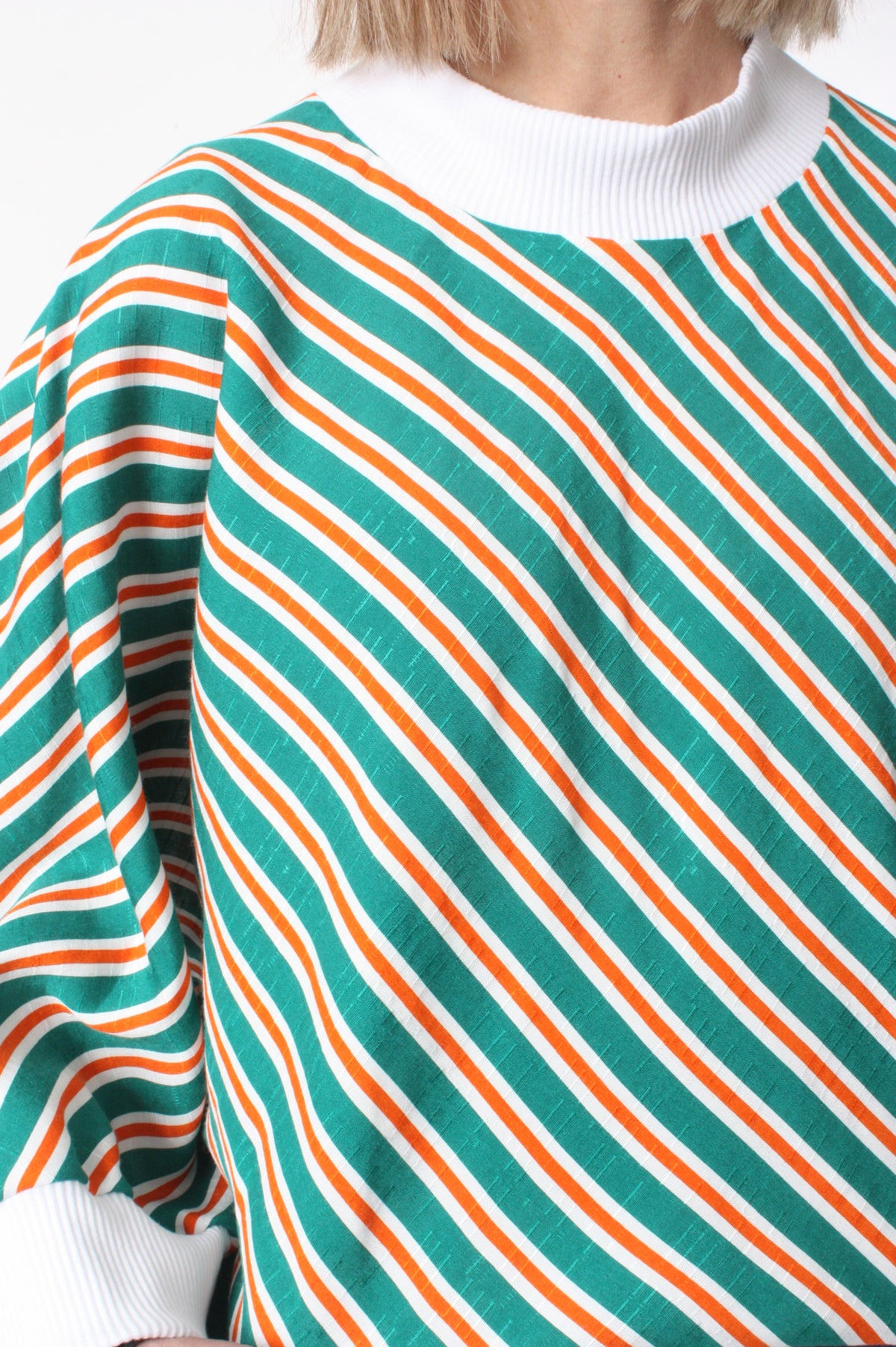 Sonia Top - Green with Diagonal Stripes