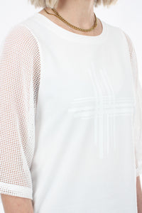 Bennie Top - White with White Mesh sleeves