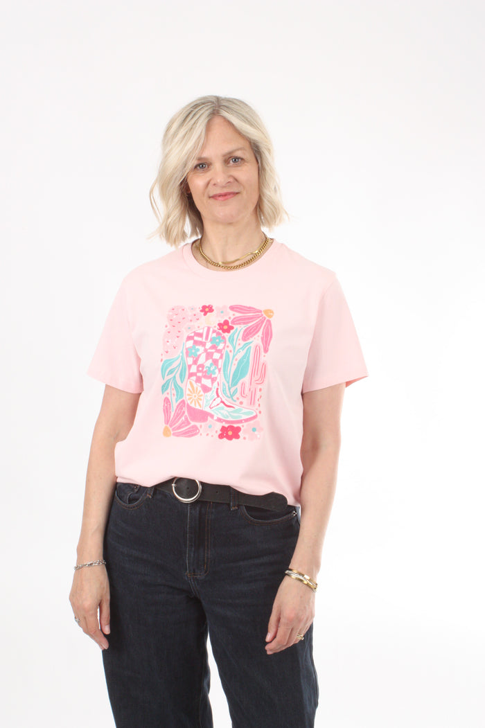 Tee Shirt - Pink - Boot Print