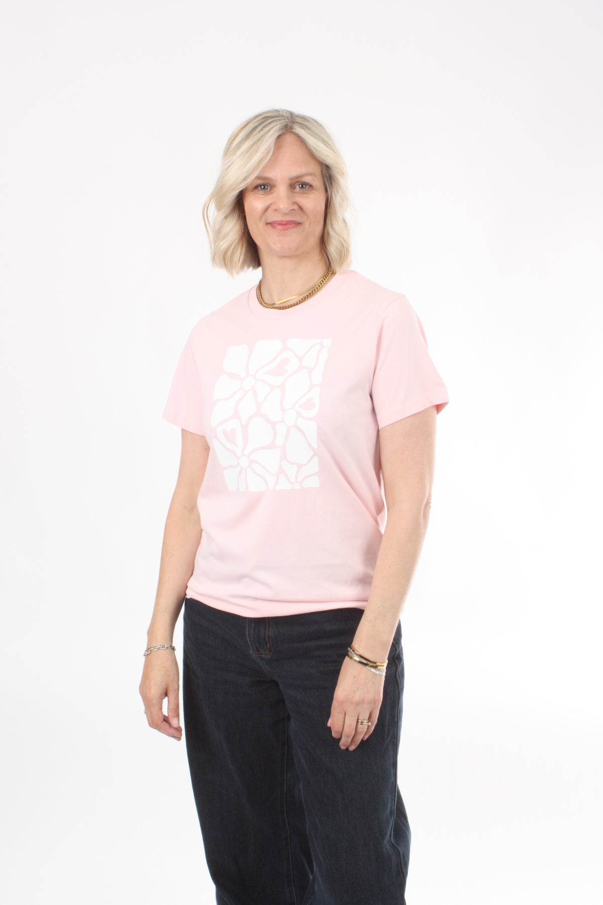 Tee Shirt - Pink - White Print
