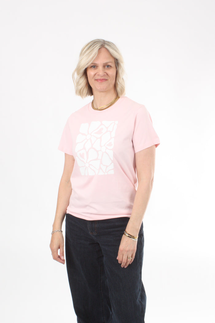Tee Shirt - Pink - White Print - Pre Order