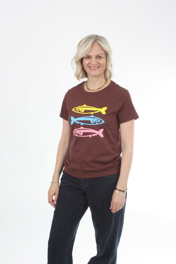 Tee Shirt - Chocolate - Fish Print