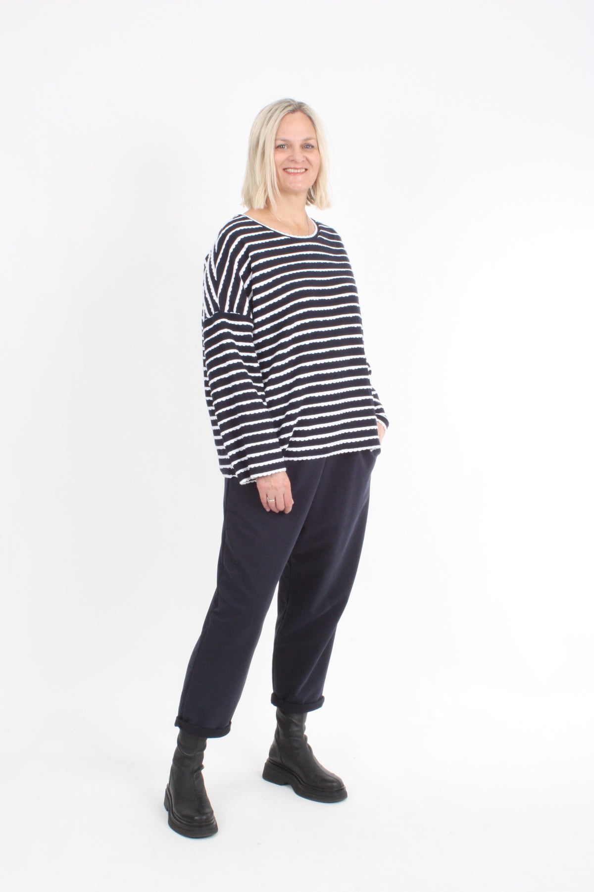 Tracee Top - Navy and White Stripe