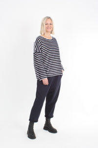 Tracee Top - Navy and White Stripe