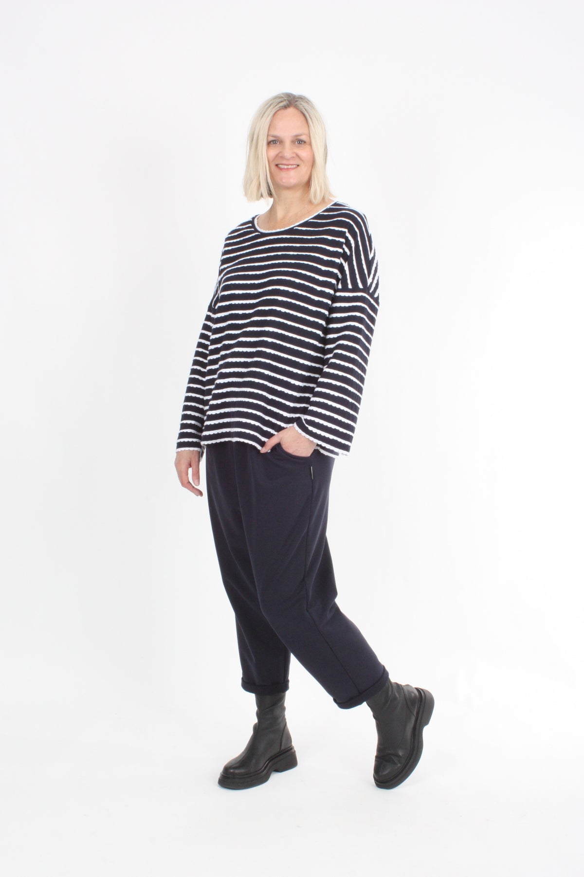 Tracee Top - Navy and White Stripe