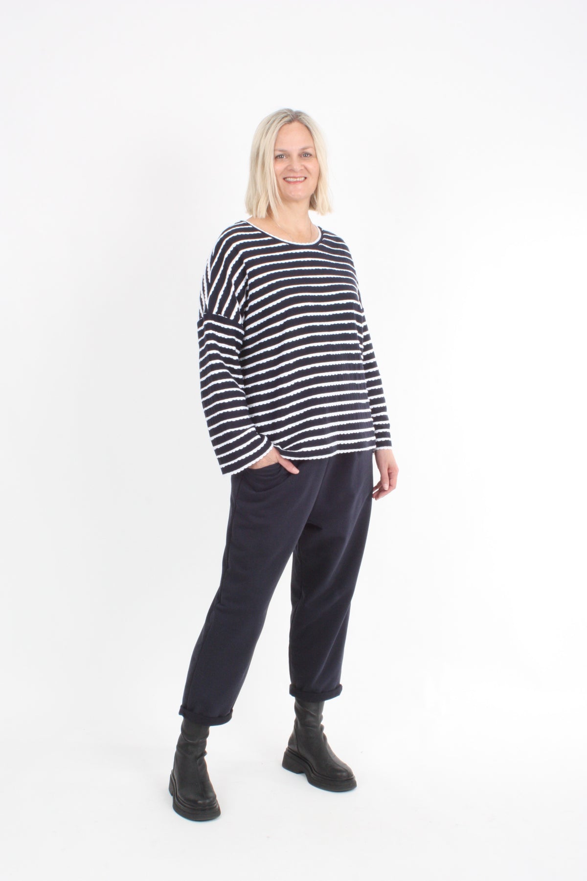 Tracee Top - Navy and White Stripe