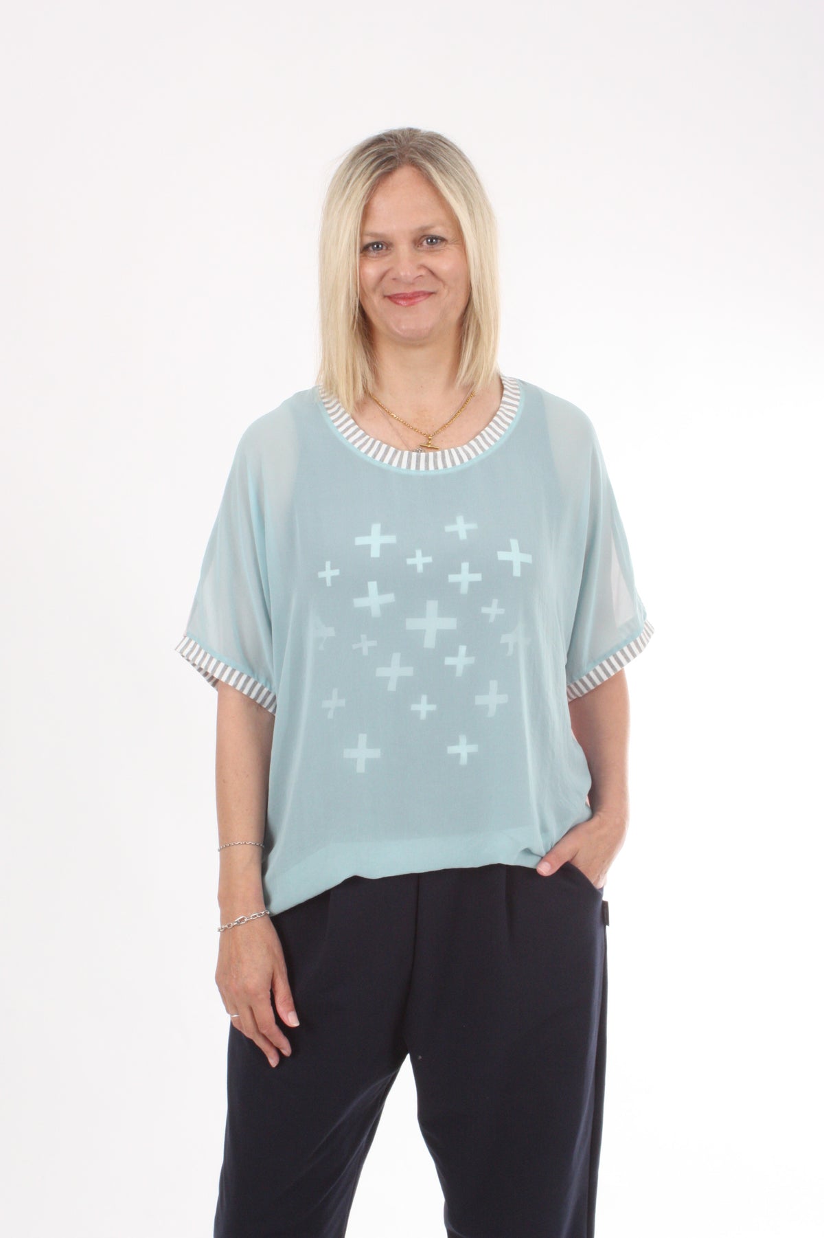 Zoey Top - Blue and Pink